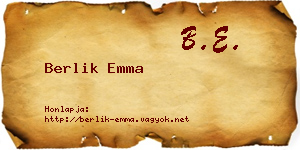 Berlik Emma névjegykártya